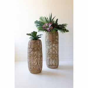 Handwoven Seagrass Barrel Planters – Set of Two – 41"Tall by Kalalou - 1 of 4
