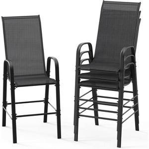 VINGLI Stackable Outdoor Bar Chairs with Sling High Back, Armrests, for Lawn, Garden, Bar - 1 of 4