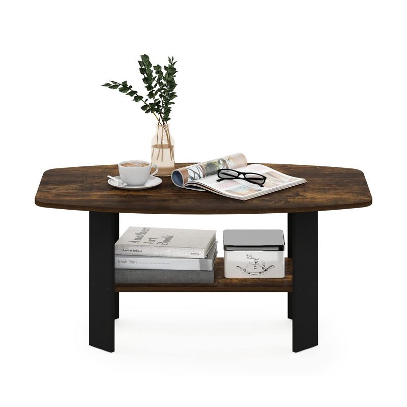 Furinno Simple Design Coffee Table, Amber Pine/Black, 2 of 5