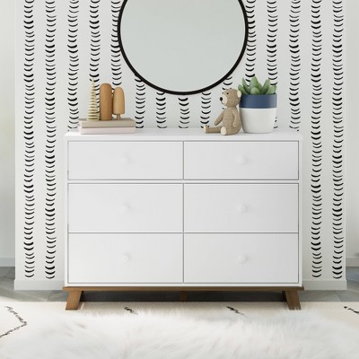 Storkcraft Modern 6-Drawer Double Dresser  - White/Vintage Driftwood