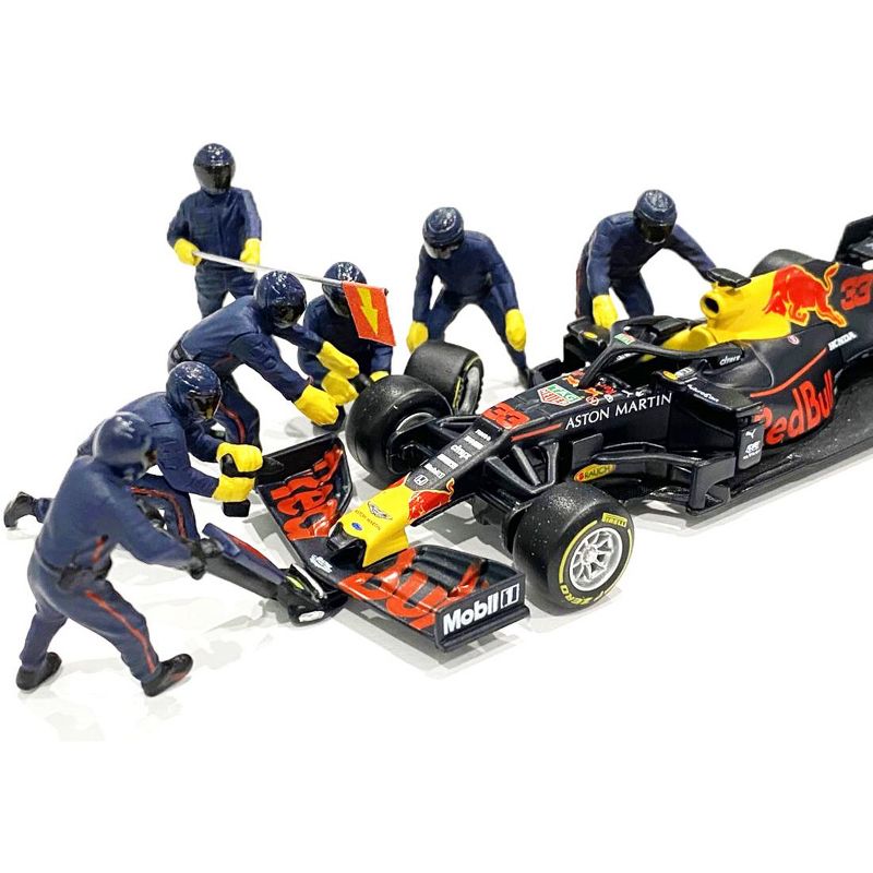 Formula One F1 Pit Crew 7 Figurine Set Team Blue for 1/43 Scale Models by American Diorama, 2 of 4
