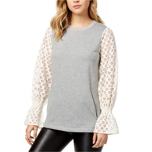 Kensie Womens Lace-Contrast Pullover Sweater - 1 of 1