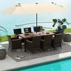 Tangkula 9 Piece Patio Wicker Dining Set w/ Double-Sided Patio Beige Umbrella Stackable Chairs - 2 of 4