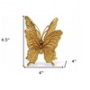 HomeRoots Gold Cast Iron Double Butterfly Sculpture - 3 of 4