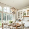 DORESshop 8 in. 4-Light Wood Grian/GrayGeometric Open Cage Pendant Light, Chandelier for Dining Room, House Foyer - 4 of 4
