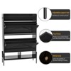 Shoe Cabinet with 2 Flip Drawers, Narrow Shoe Rack Freestanding,Wood Shoe Organizer with Metal Legs Hidden Rack Cabinet for Entryway, Hallway, Black - 3 of 4