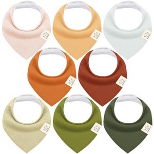 8pk Organic Quin Bandana Bibs, Baby Bibs for Drooling and Teething, Cotton Drool Bibs for Baby Girl, Baby Boy - 1 of 4