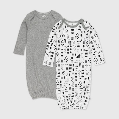 Honest Baby 2pk Organic Cotton Pattern Play Nightgown - 0-6M