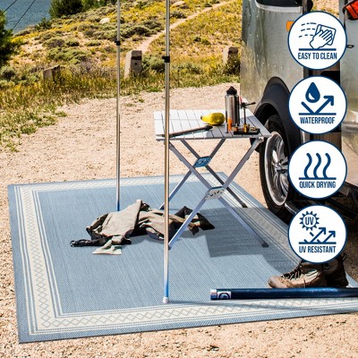 Lucia 3' x 5' Blue Synthetic Diamond Border Area Rug