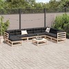 vidaXL 9 Piece Patio Sofa Set - Solid Pine Wood Outdoor Modular Furniture for Garden, Backyard, Terrace, Patio - Modern Style, Durable, Natural Brown - 3 of 4