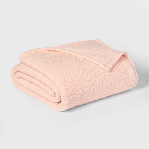 Twin/Twin XL Sherpa Bed Blanket Blush Peach - Room Essentials , Blush Pink