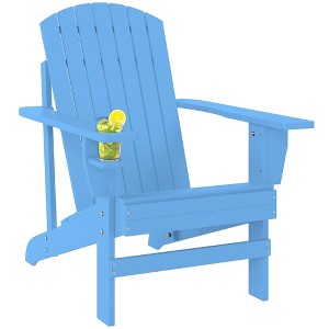 Oversized Adirondack Chair, Outdoor Fire Pit and Porch Seating, Classic Log Lounge w/ Built-in Cupholder - 1 of 4