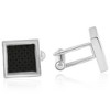 Pompeii3 Men's Stainless Steel And Black Carbon Fiber Rectangle Polished Cufflink 13mm - 2 of 3