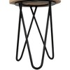 FONTOI End Table Acacia Wood End Table Modern Accent Stool with Metal Hairpin Legs for Living Room Decor and Bedroom, Black Brown, 12"*12"*18" - 4 of 4