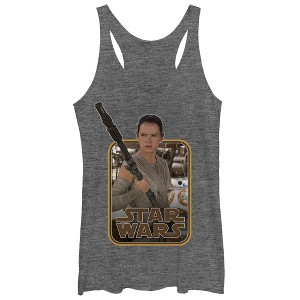 Women's Star Wars The Force Awakens Retro Rey and BB-8 Racerback Tank Top - 1 of 3