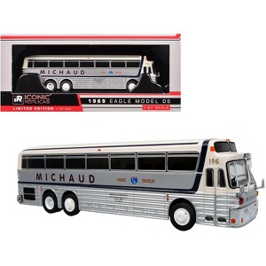 1969 Eagle Model 05 Coach Bus White and Silver with Black 1/87 (HO) Diecast Model by Iconic Replicas - 1 of 4