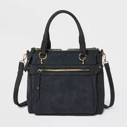 VR NYC Woven Handle Satchel Handbag - Black