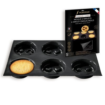 Flexipan Original 6 Smileys Mold, Non-Stick, Handcrafted in France, Trusted by Chefs, Food Safe Certified
