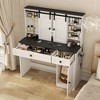 Gulches Farmhouse Dressing Table Makeup Table, 43" Wide Dressing Table with Light Mirror & Drawer, Large Modern Dressing Table Set for Bedroom, White - 2 of 4