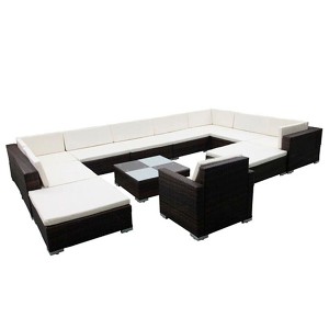 vidaXL Patio Furniture Set Set of 12 Brown Powder-coated steel Large - 1 of 4