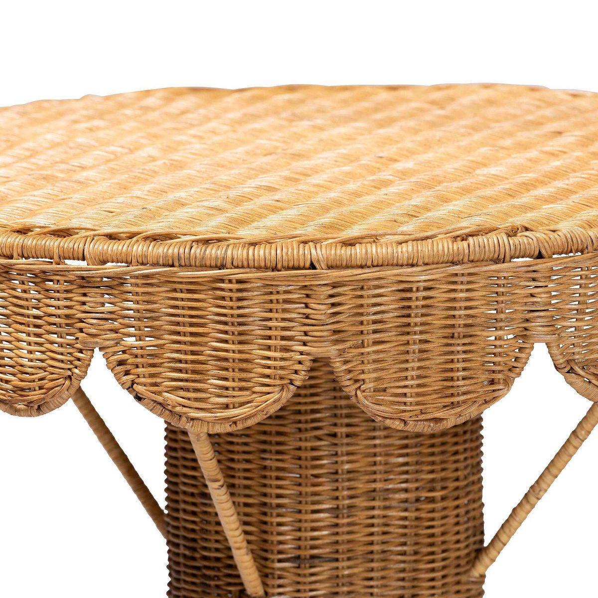 bali & pari Pabla Rattan Scalloped Accent Table Light Honey - thumbnail 3