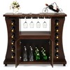 Costway Rolling Buffet Sideboard Wooden Bar Storage Cabinet w/ Wine Rack & Glass Holder - 4 of 4