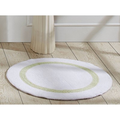 Sage and White Cotton Tufted 30" Round Bath Rug