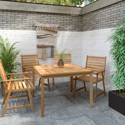vidaXL Patio Dining Table 43.3 inches x43.3 inches x30.3 inches  Solid Teak Wood