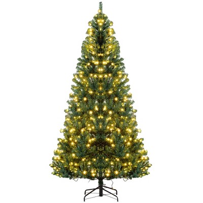 TopComfy Christmas Tree Stand 7.5ft Prelit Douglas Fir Artificial Tree with Realistic Branches, Green, 47.3"*47.3"*88.5"