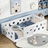 Okak Twin/Full Size Floor Bed Frame Solid Wood Bed with Safety Rails, Low Profile Design for Child Bedroom, Kids Playroom - 2 of 4