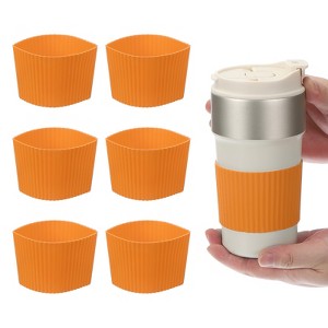 Unique Bargains Silicone Protective Heat Resistant Non Slip Coffee Cup Sleeve 6 Pcs - 1 of 4