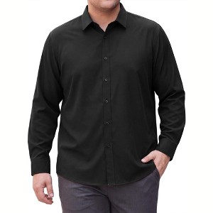 3x black dress shirt INSPIRE CHIC Men's Big & Tall Long Sleeve Button Down Casual Dress Shirts 3X-Large Black