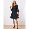 INSPIRE CHIC Women's Tartan Plaid V Neck 3/4 Sleeves Belted A-Line Dresses - 4 of 4