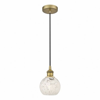 White Mouchette - 1 Light Cord Hung Mini Pendant In Modern Style-8 Inches Tall and 6 Inches Wide