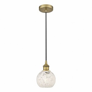 White Mouchette - 1 Light Cord Hung Mini Pendant In Modern Style-8 Inches Tall and 6 Inches Wide - 1 of 1