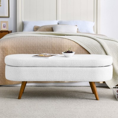 Ottoman Oval Storage Bench,Rubber Wood Legs(43.5"x16"x16")