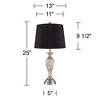 Regency Hill Arden 25" High Twist Modern Table Lamps Set of 2 Silver Brushed Nickel Finish Mercury Glass Black Shade Living Room Bedroom Bedside - 4 of 4