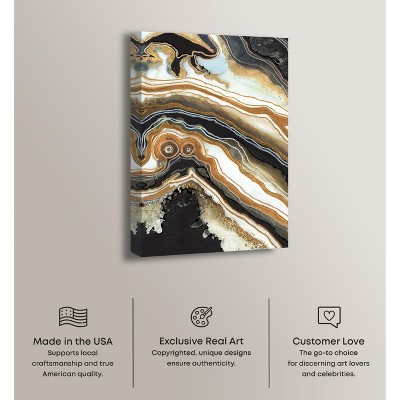 Black and Gold Abstract Geode Canvas Wall Art, 16" x 24"