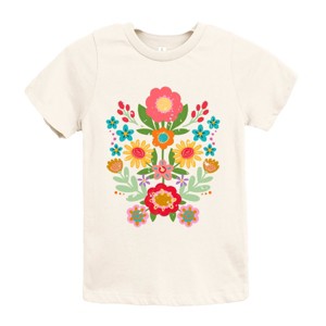 The Juniper Shop Folk Art Florals Distressed Youth Short Sleeve Tee - M - Cream - 1 of 4