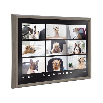 18" x 24" Blake Video Chat Dogs by The Creative Bunch Studio Framed Printed Glass Gray - Kate & Laurel All Things Decor