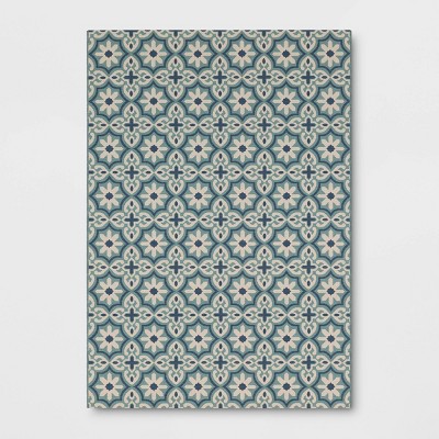 7'x10' Tonal Tile Outdoor Area Rug Blue - Threshold™