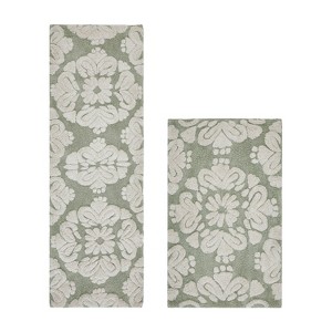 Medallion Collection 2 Piece 100% Cotton Tufted Bathroom Rug Set  with Non-Slip Backing, Machine Washable, Tumble Dry Bath Mat - 1 of 4