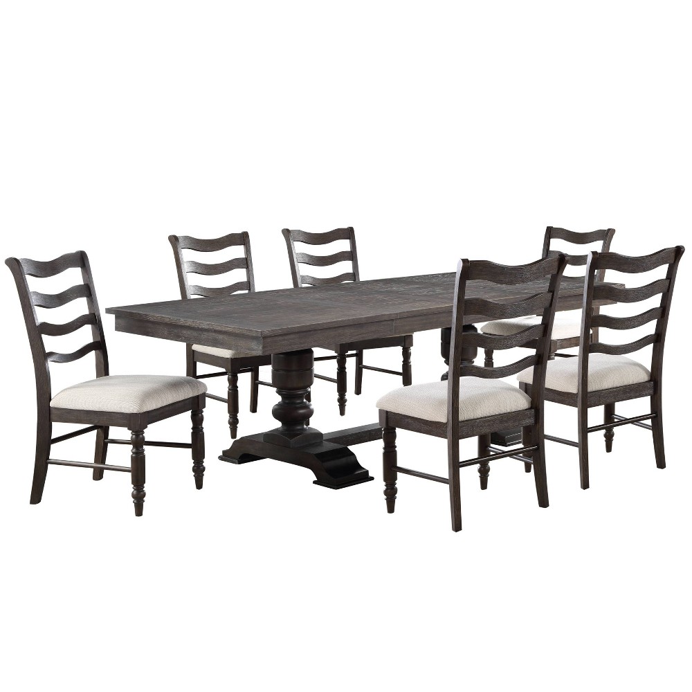 Photos - Dining Table 7pc Hutchins Dining Set Washed Espresso - Steve Silver Co.