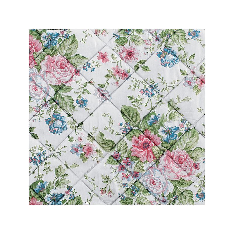 Collections Etc Floral Bouquet with Shades of Pink, Blue, and Sage Quilted Pillow Sham with Ruffled Trim - Seasonal Bedding, 3 of 4