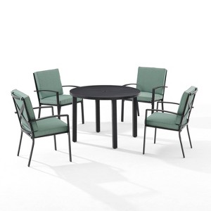 5pc Kaplan Outdoor Steel Round Dining Set Mist/Bronze - Crosley - 1 of 4