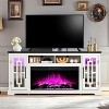 AMERLIFE Farmhouse Fireplace TV Stand with 36in Electric Fireplace for TVs Up to 80", Distressed White - 3 of 3