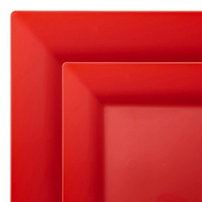 Smarty Had A Party Red Square Plastic Plates Dinnerware Set - 120 Sets