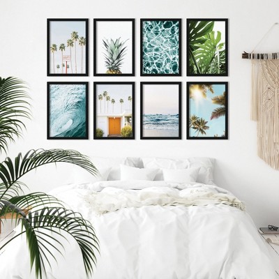 Pastel Tropics By Modern Tropical - Modern Botanical 8 Piece Black Framed Art  Set - Americanflat : Target