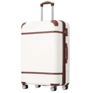 Gulches Hardshell Luggage with TSA lock , 24" Expandable Lightweight Suitcase with Spinner Wheels, Single Vintage Luggage,White - 1 of 4