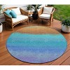 Aqua And Orange Ombre Washable Indoor Outdoor Area Rug - 2 of 4